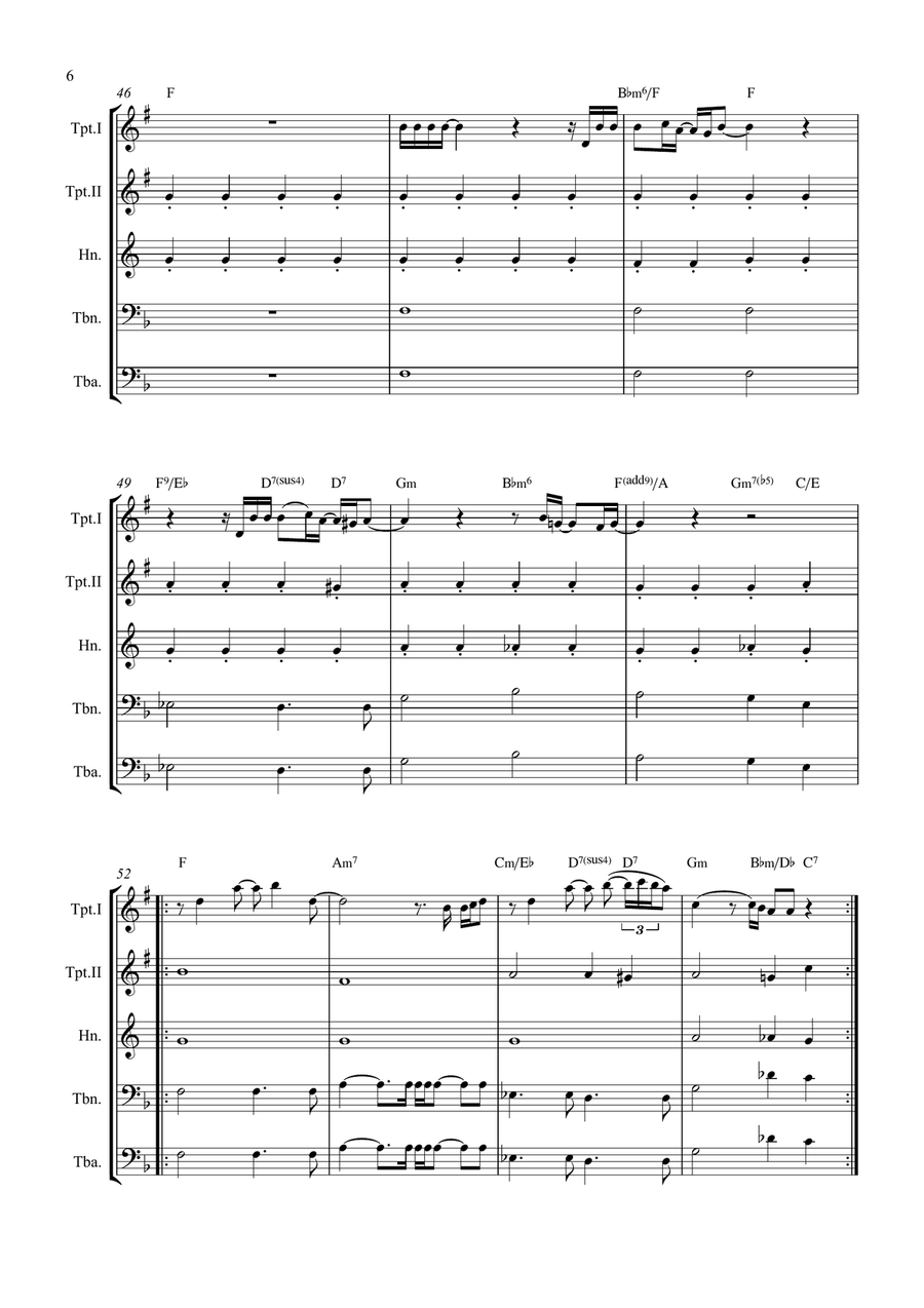 All By Myself Brass Quintet scores gallery preview page 6