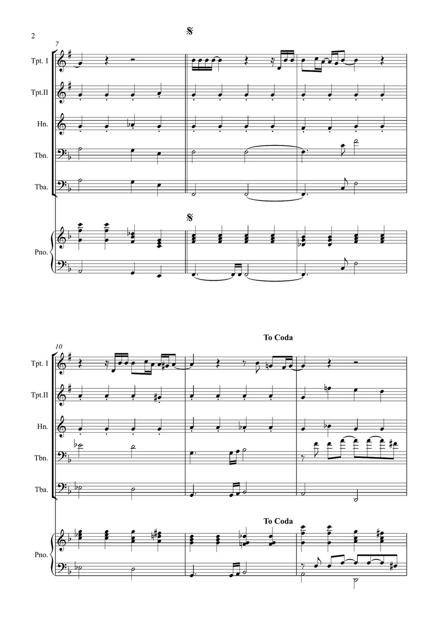 All By Myself Brass Quintet scores gallery preview page 2