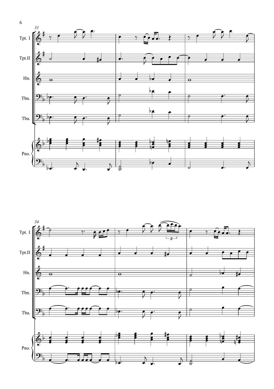 All By Myself Brass Quintet scores gallery preview page 6