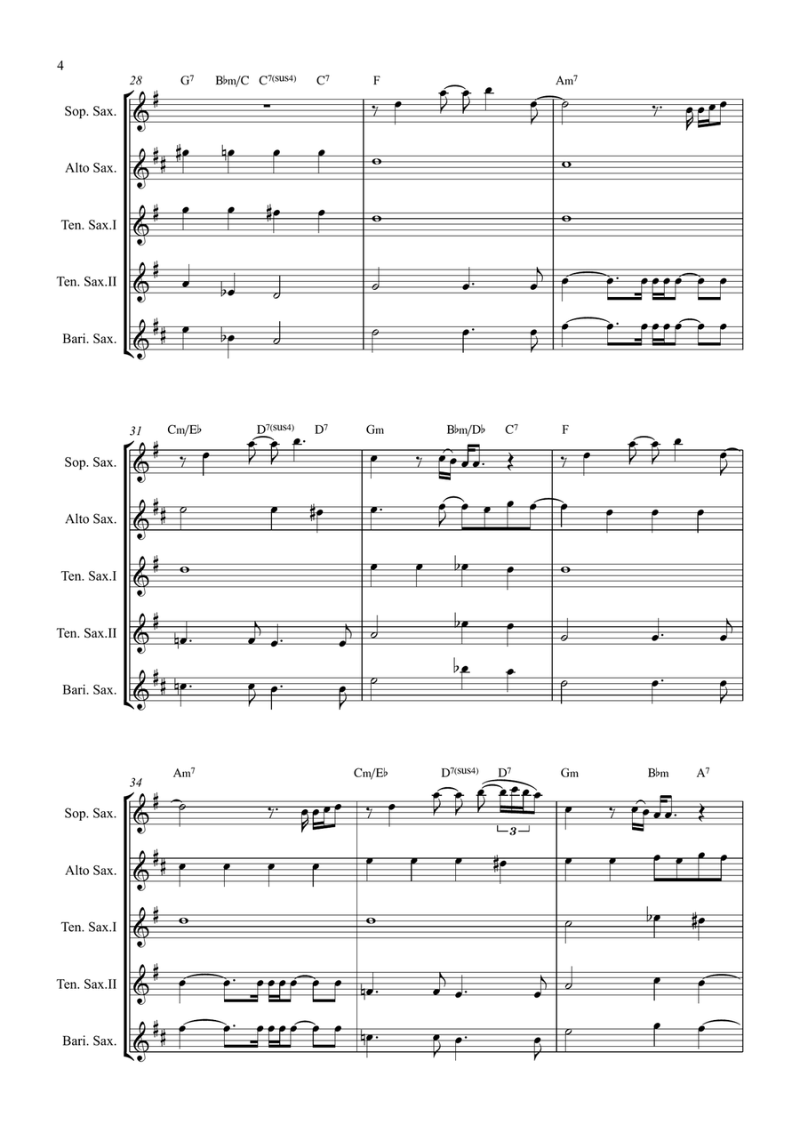 All By Myself Saxophone Quintet scores gallery preview page 4