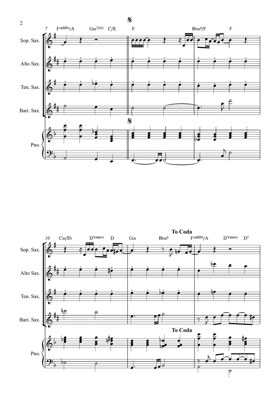 All By Myself Saxophone Quartet scores gallery preview page 2