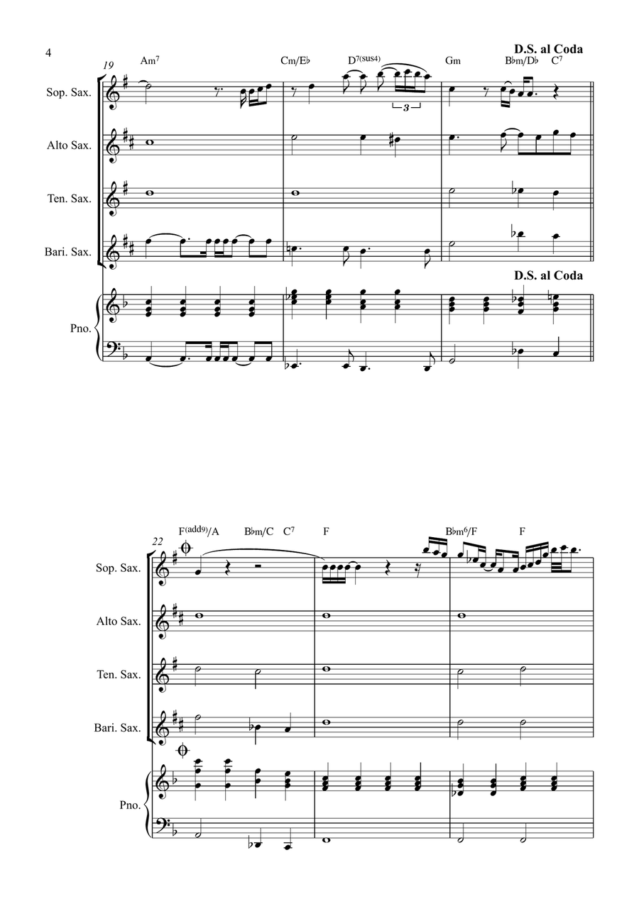 All By Myself Saxophone Quartet scores gallery preview page 4