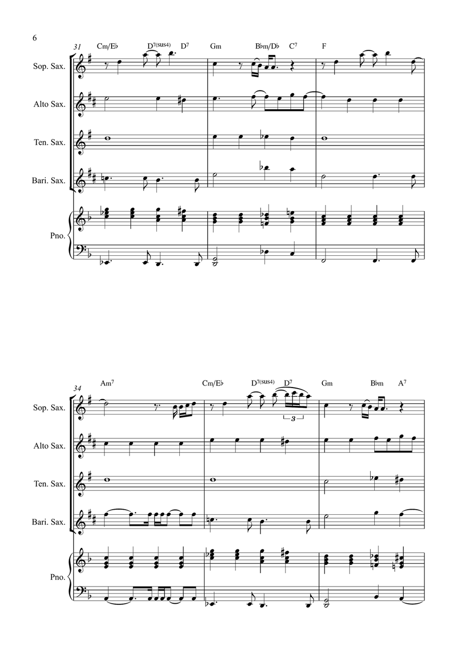 All By Myself Saxophone Quartet scores gallery preview page 6