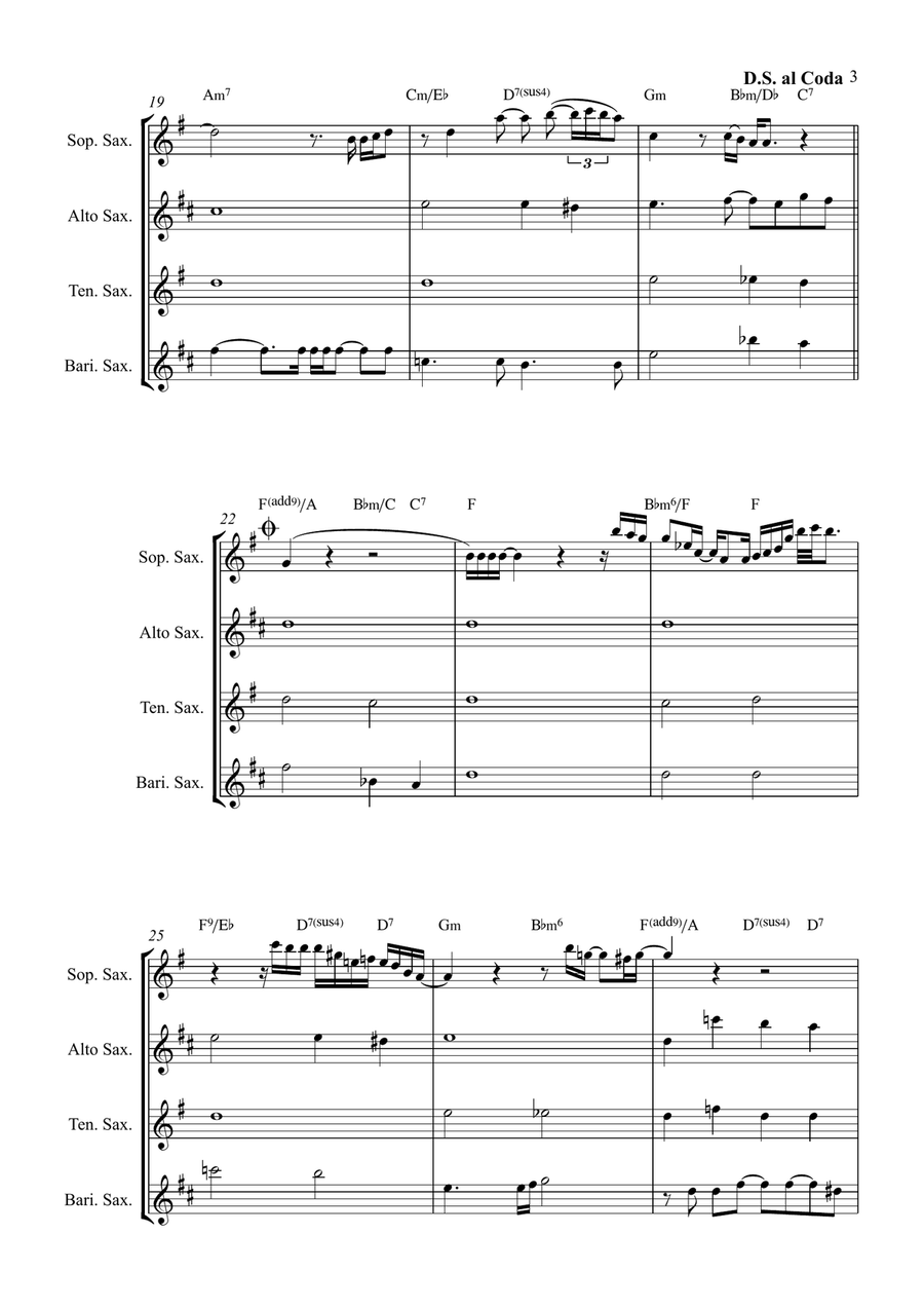 All By Myself Saxophone Quartet scores gallery preview page 3