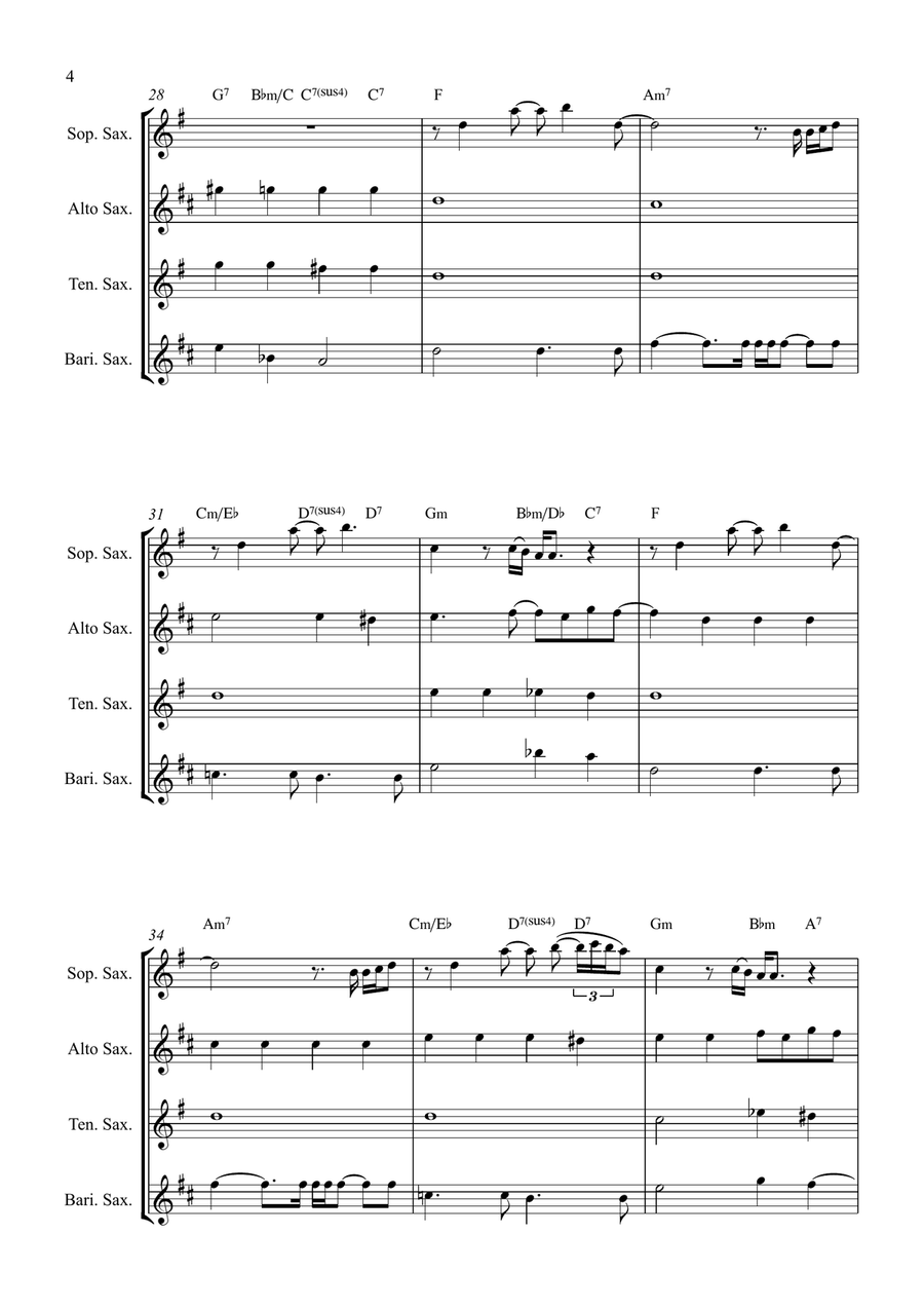 All By Myself Saxophone Quartet scores gallery preview page 4