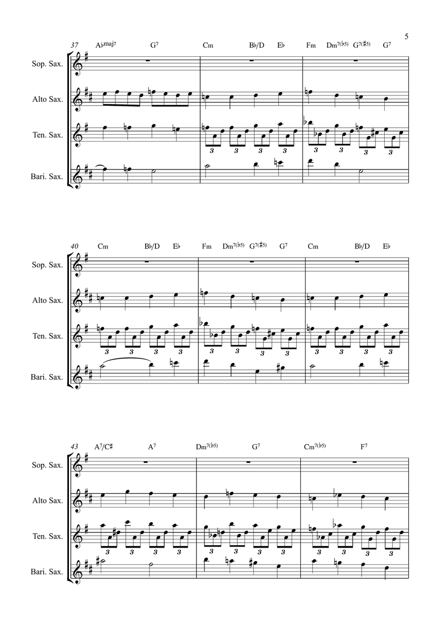 All By Myself Saxophone Quartet scores gallery preview page 5