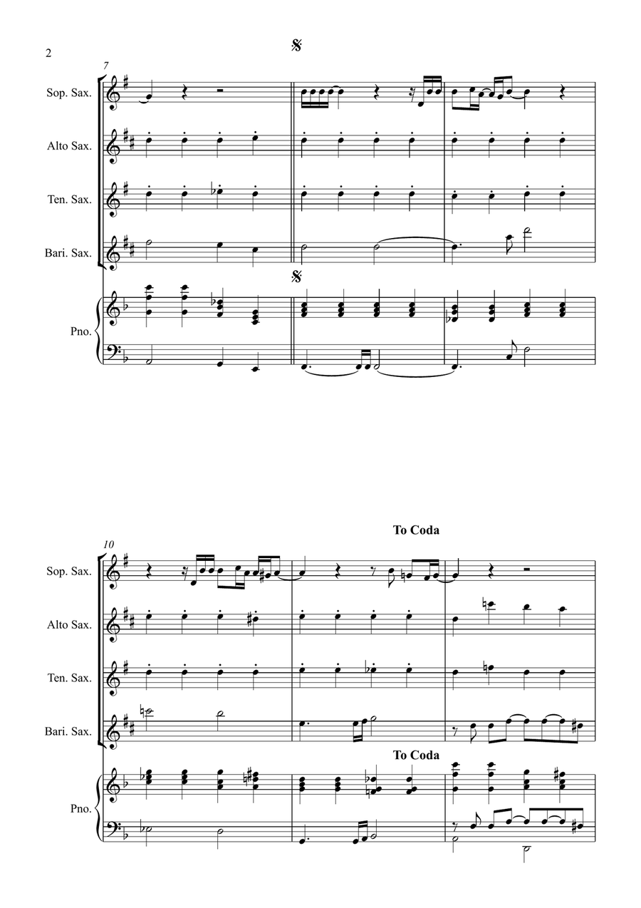 All By Myself Saxophone Quartet scores gallery preview page 2