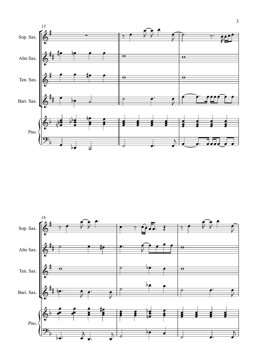 All By Myself Saxophone Quartet scores gallery preview page 3