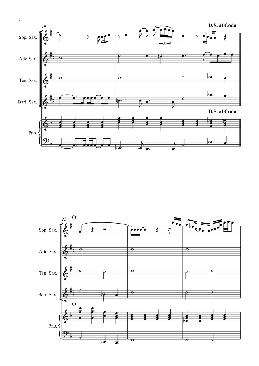 All By Myself Saxophone Quartet scores gallery preview page 4