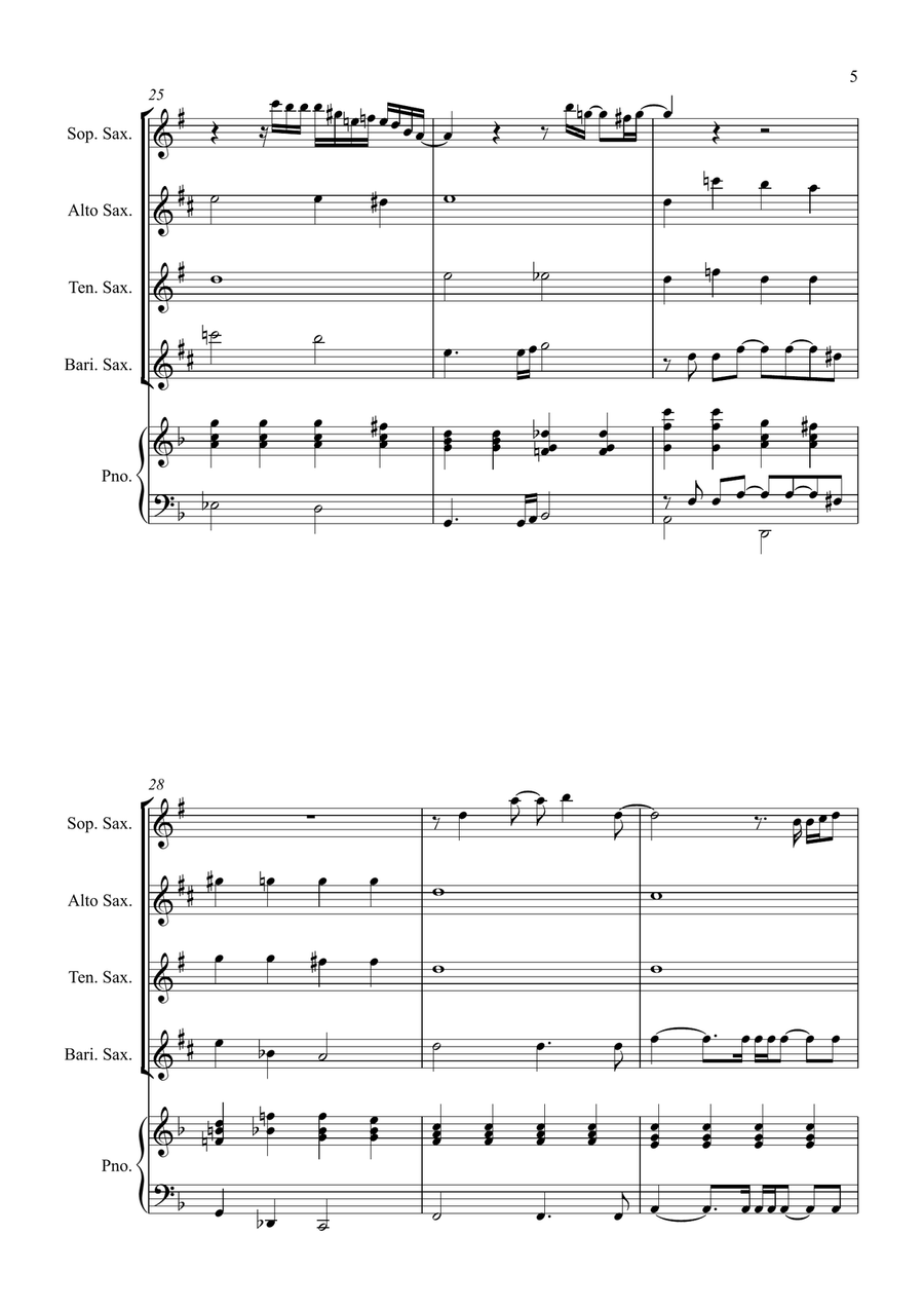 All By Myself Saxophone Quartet scores gallery preview page 5