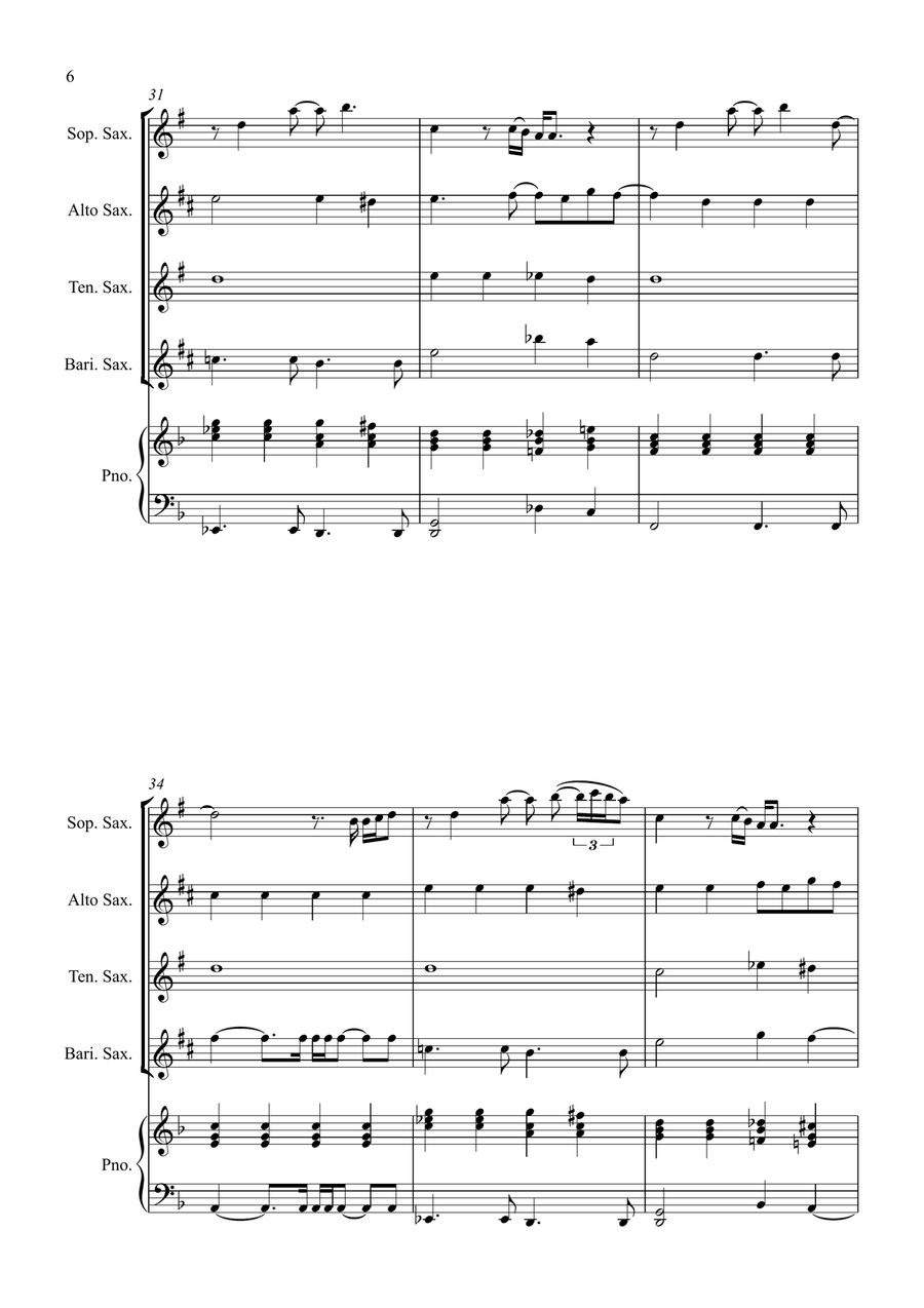 All By Myself Saxophone Quartet scores gallery preview page 6