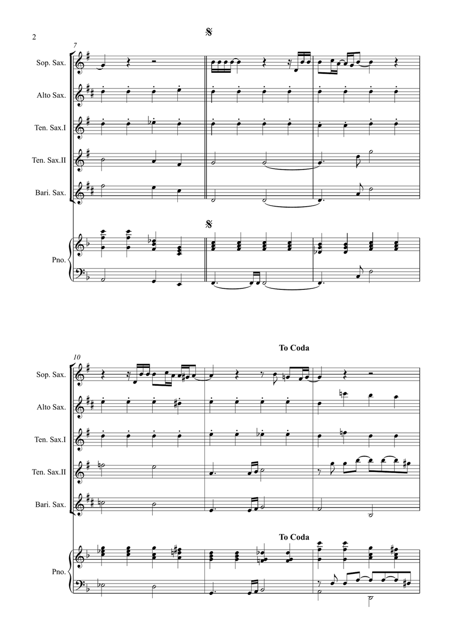 All By Myself Saxophone Quintet scores gallery preview page 2