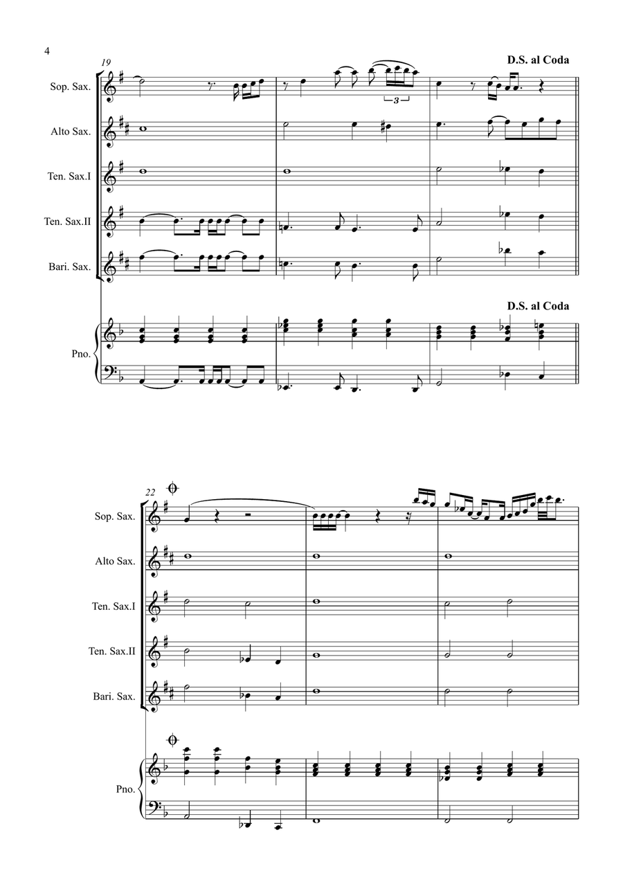 All By Myself Saxophone Quintet scores gallery preview page 4