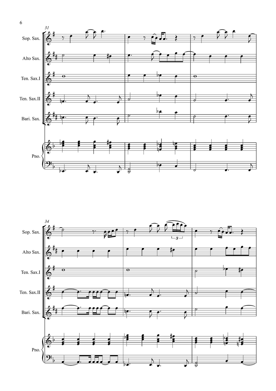All By Myself Saxophone Quintet scores gallery preview page 6