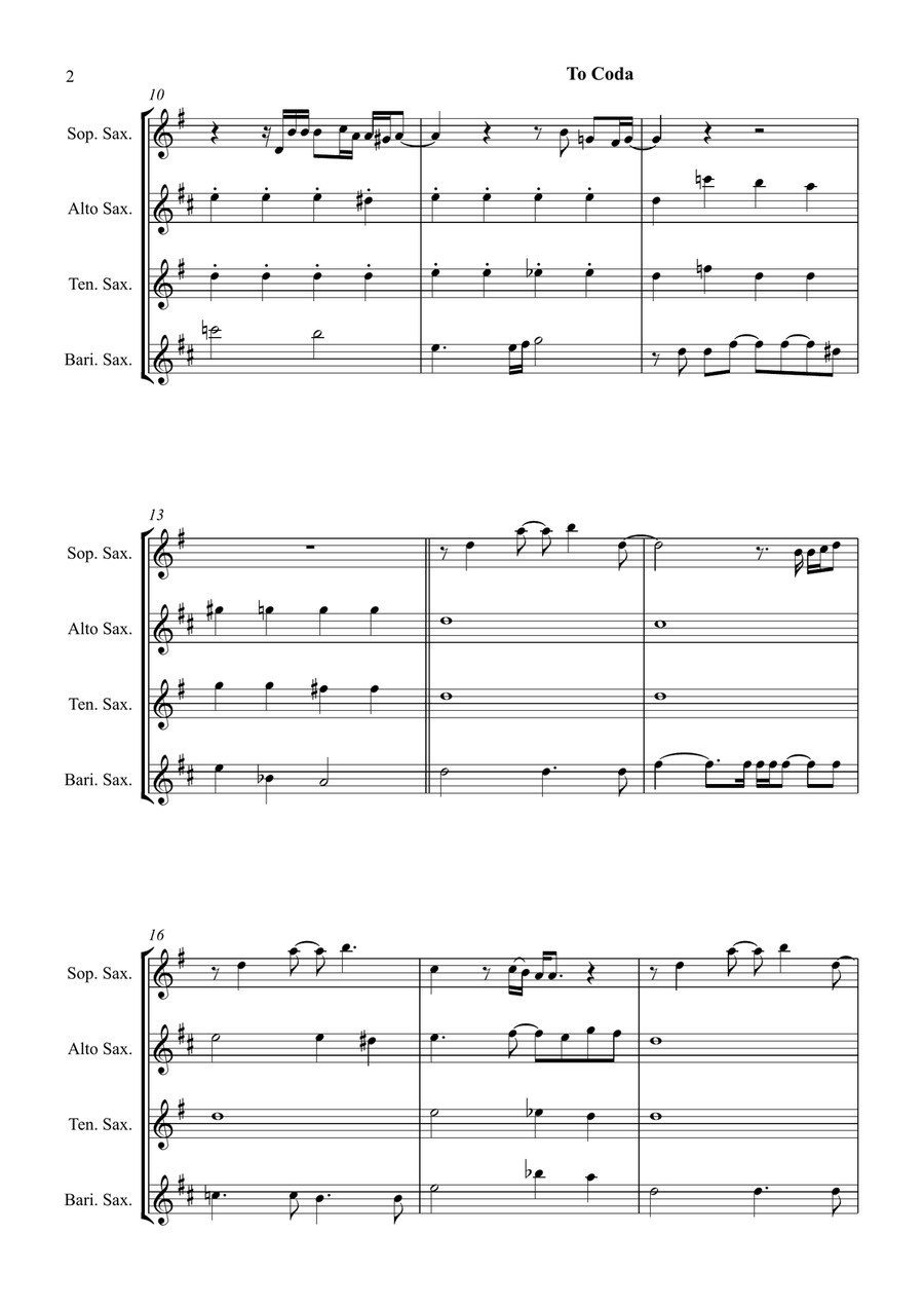 All By Myself Saxophone Quartet scores gallery preview page 2