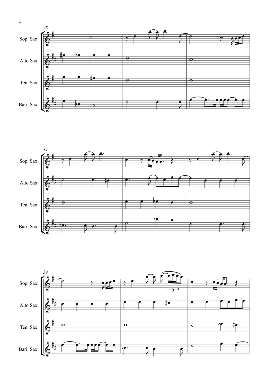 All By Myself Saxophone Quartet scores gallery preview page 4