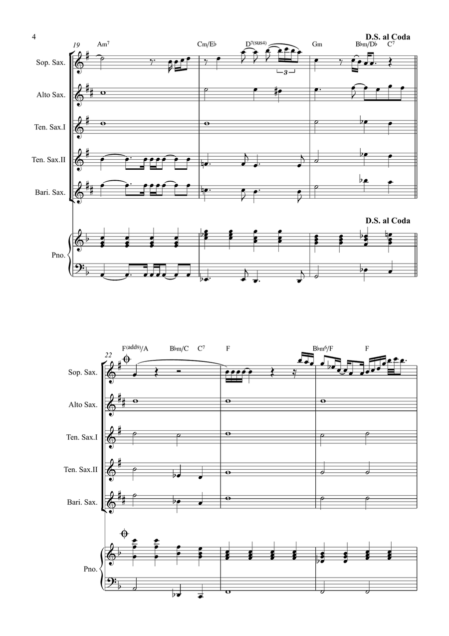 All By Myself Saxophone Quintet scores gallery preview page 4