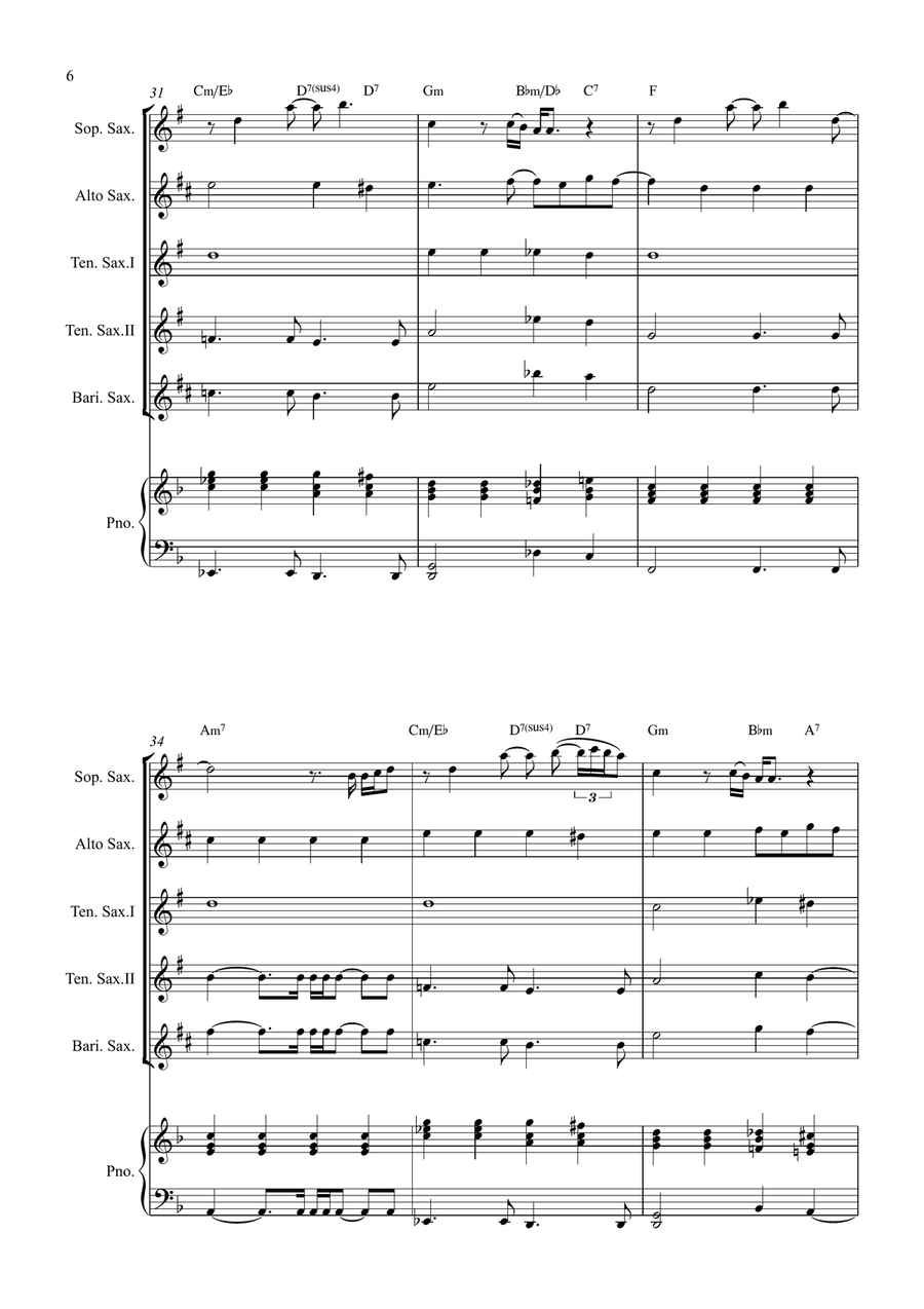 All By Myself Saxophone Quintet scores gallery preview page 6
