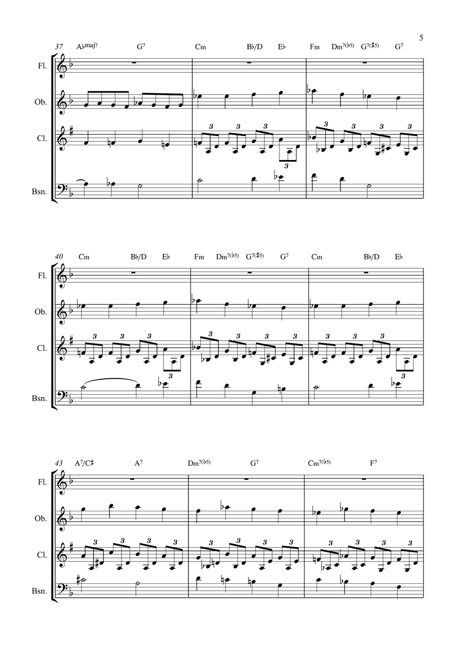 All By Myself Woodwind Quartet scores gallery preview page 5