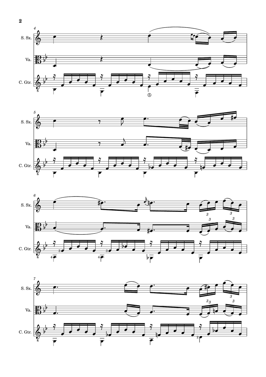 Ave Maria by F. Schubert – S. Sax, Viola and Guitar. Score and Parts Small Ensemble scores gallery preview page 2