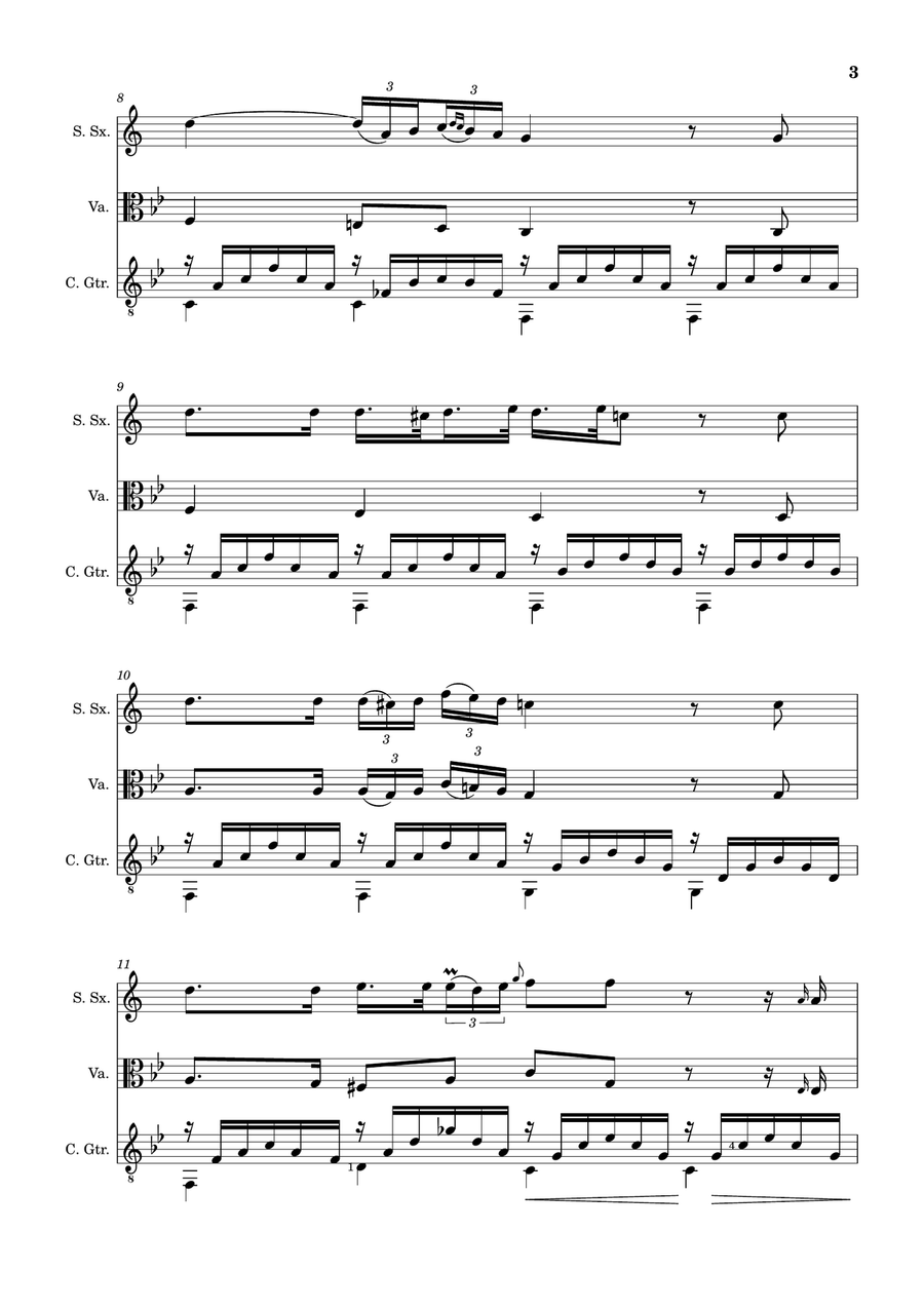 Ave Maria by F. Schubert – S. Sax, Viola and Guitar. Score and Parts Small Ensemble scores gallery preview page 3