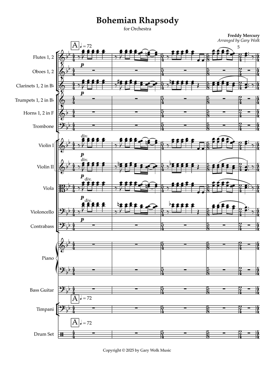Bohemian Rhapsody Bohemian Rhapsody Full Orchestra scores gallery preview page 1