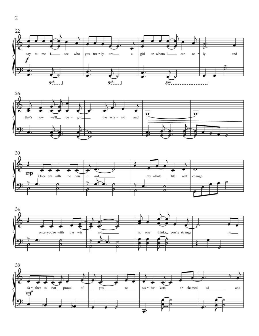 The Wizard And I The Wizard And I Easy Piano scores gallery preview page 2