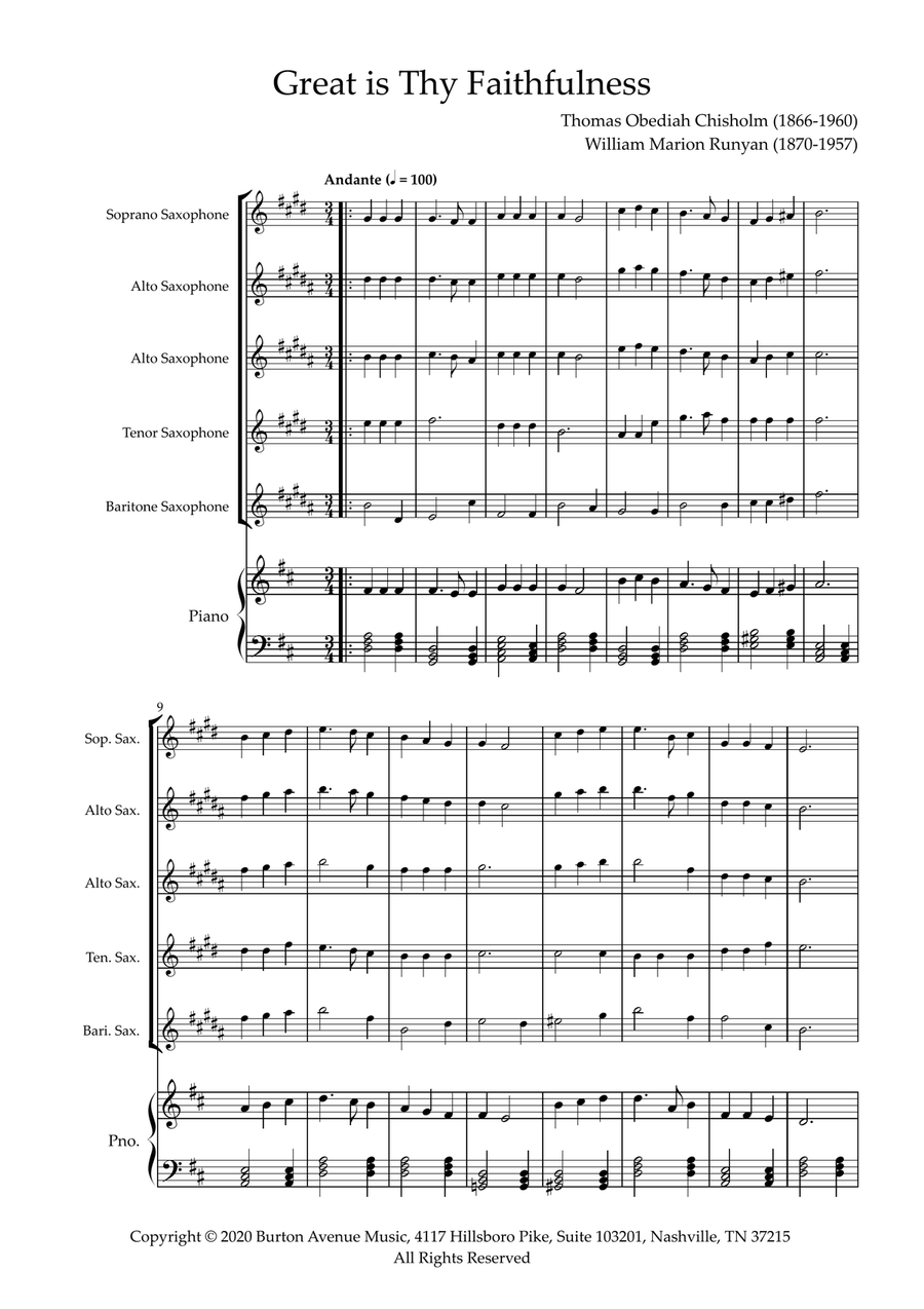 Great Is Thy Faithfulness Small Ensemble scores gallery preview page 1