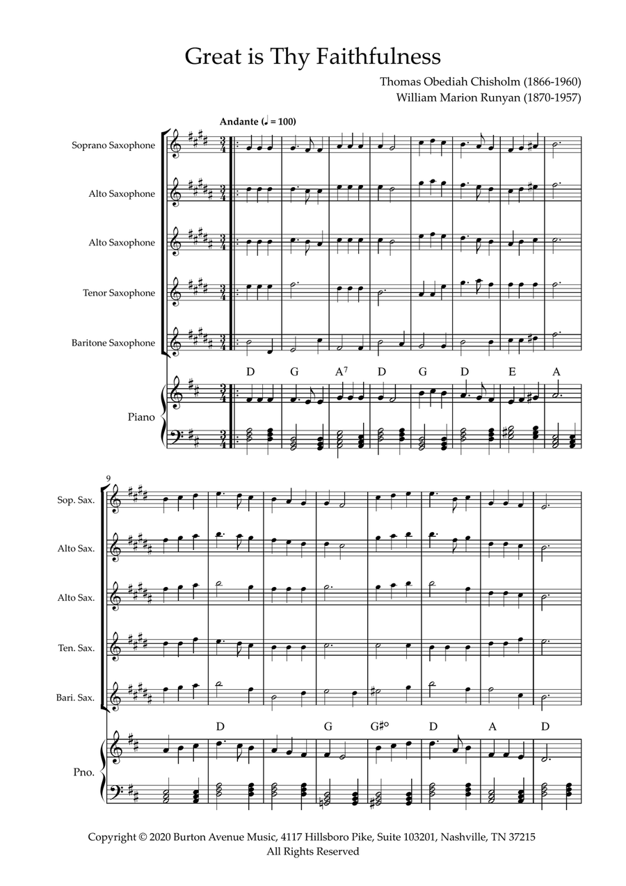 Great Is Thy Faithfulness Small Ensemble scores gallery preview page 1