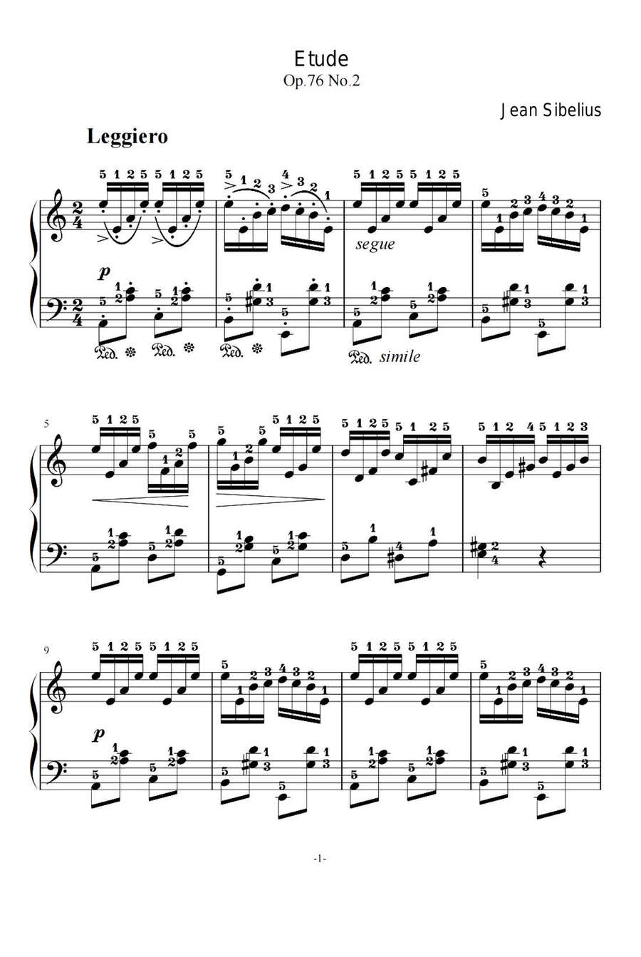 Etude Op.76. No.2 - Jean Sibelius Piano Method scores gallery preview page 1