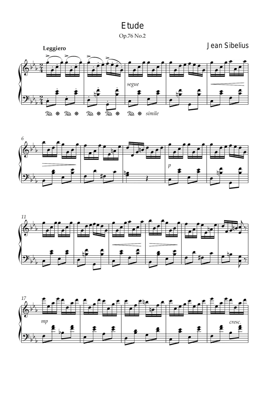 Etude Op.76. No.2 - Jean Sibelius Piano Method scores gallery preview page 1