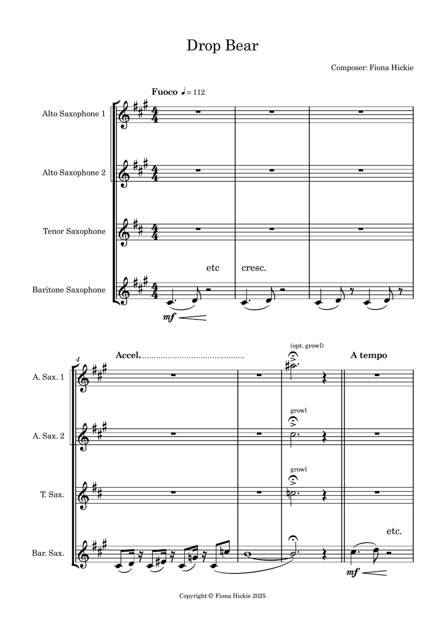 Drop Bear Saxophone Quartet scores gallery preview page 2
