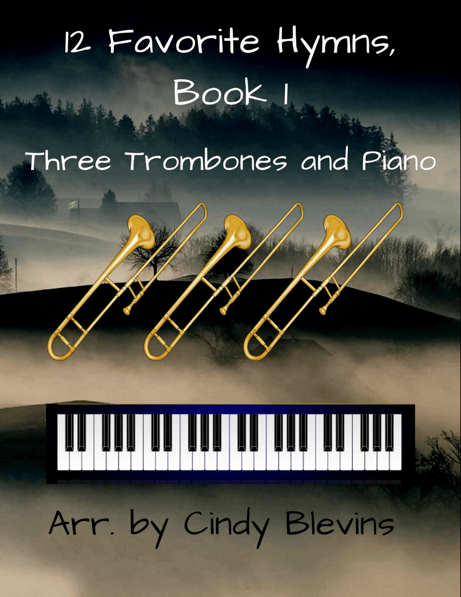 12 Favorite Hymns, Book 1, for Three Trombones and Piano Trombone Trio scores gallery preview page 1