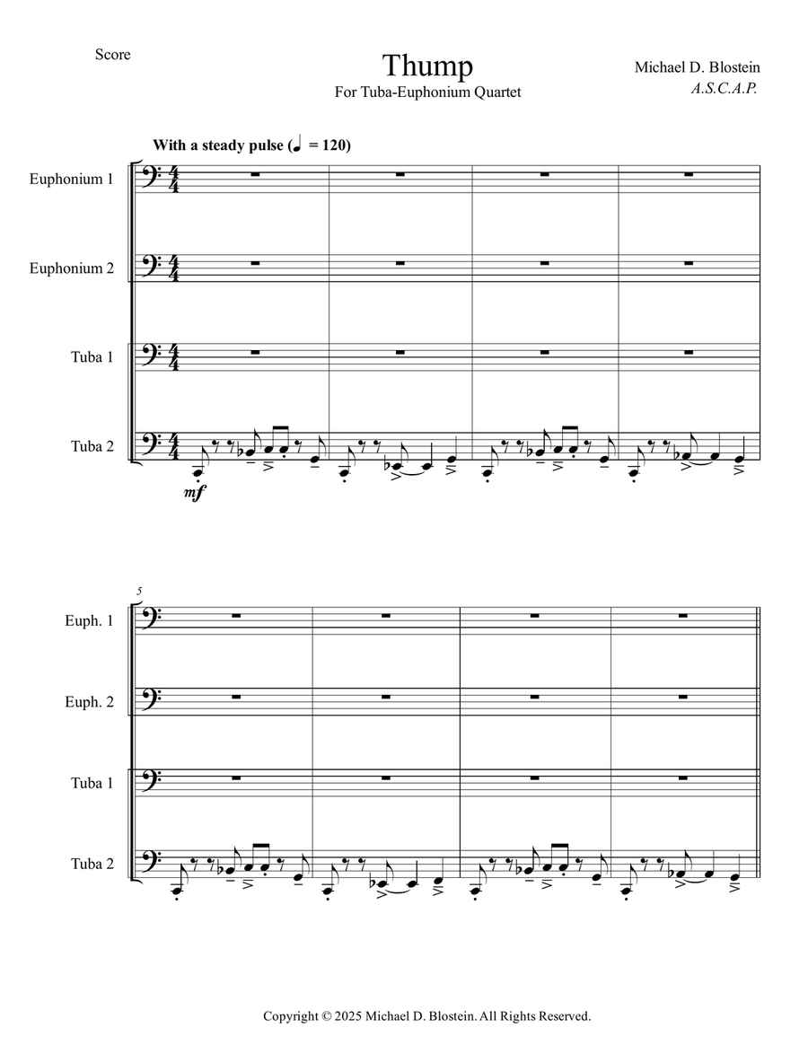 Thump for Tuba-Euphonium Quartet Brass Quartet scores gallery preview page 3