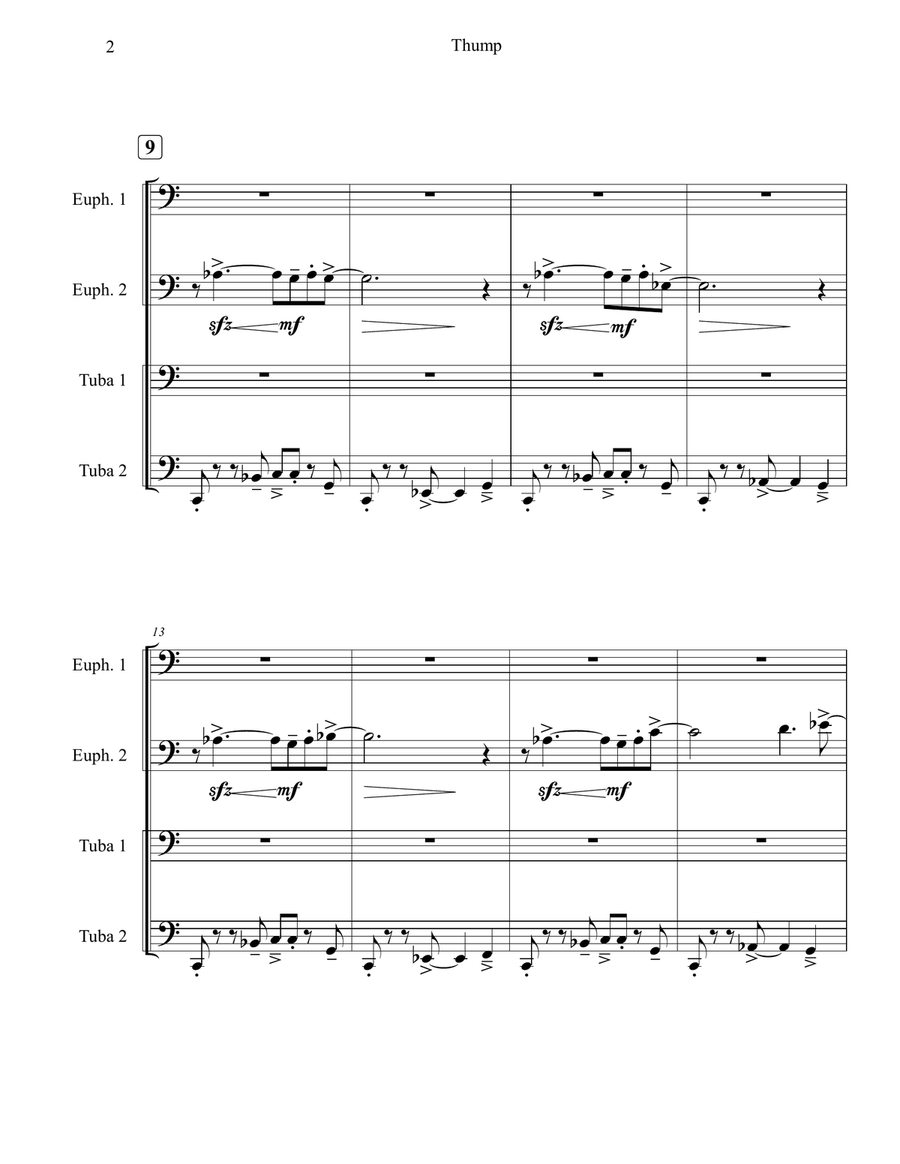 Thump for Tuba-Euphonium Quartet Brass Quartet scores gallery preview page 4