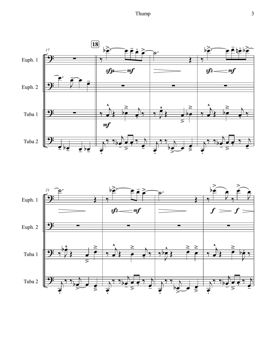 Thump for Tuba-Euphonium Quartet Brass Quartet scores gallery preview page 5