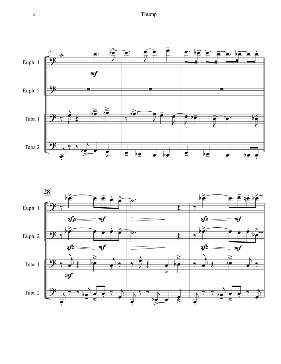 Thump for Tuba-Euphonium Quartet Brass Quartet scores gallery preview page 6