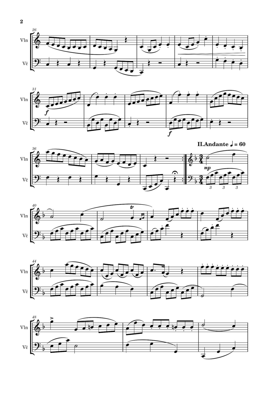 Sonatina Op.36 No. 1 - Muzio Clementi String Duet scores gallery preview page 2