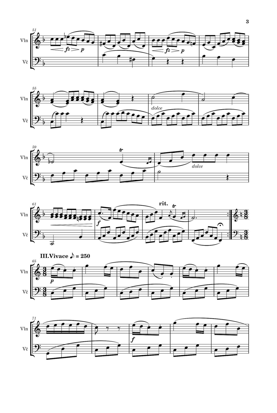 Sonatina Op.36 No. 1 - Muzio Clementi String Duet scores gallery preview page 3