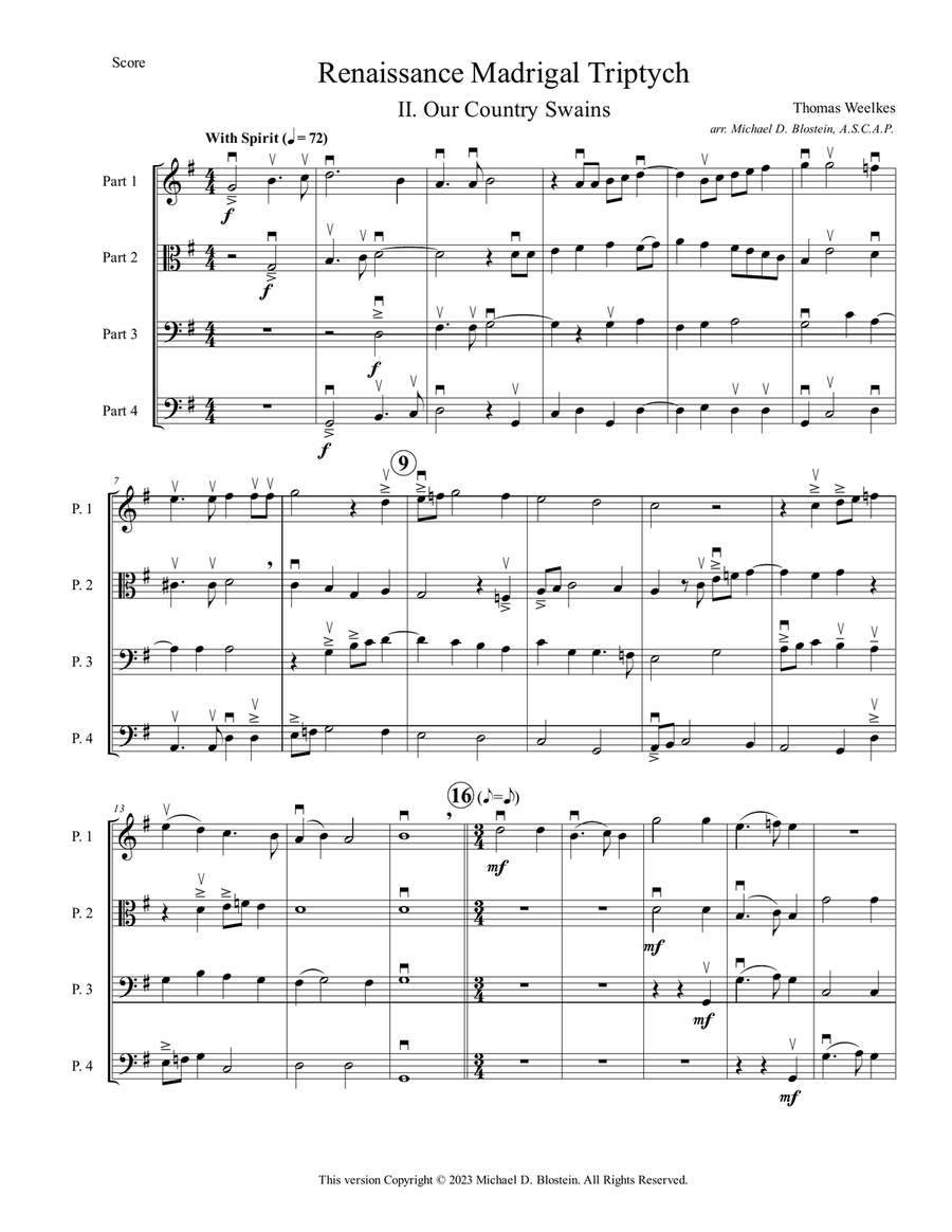 Renaissance Madrigal Triptych (score only) - Score Only Choir scores gallery preview page 6