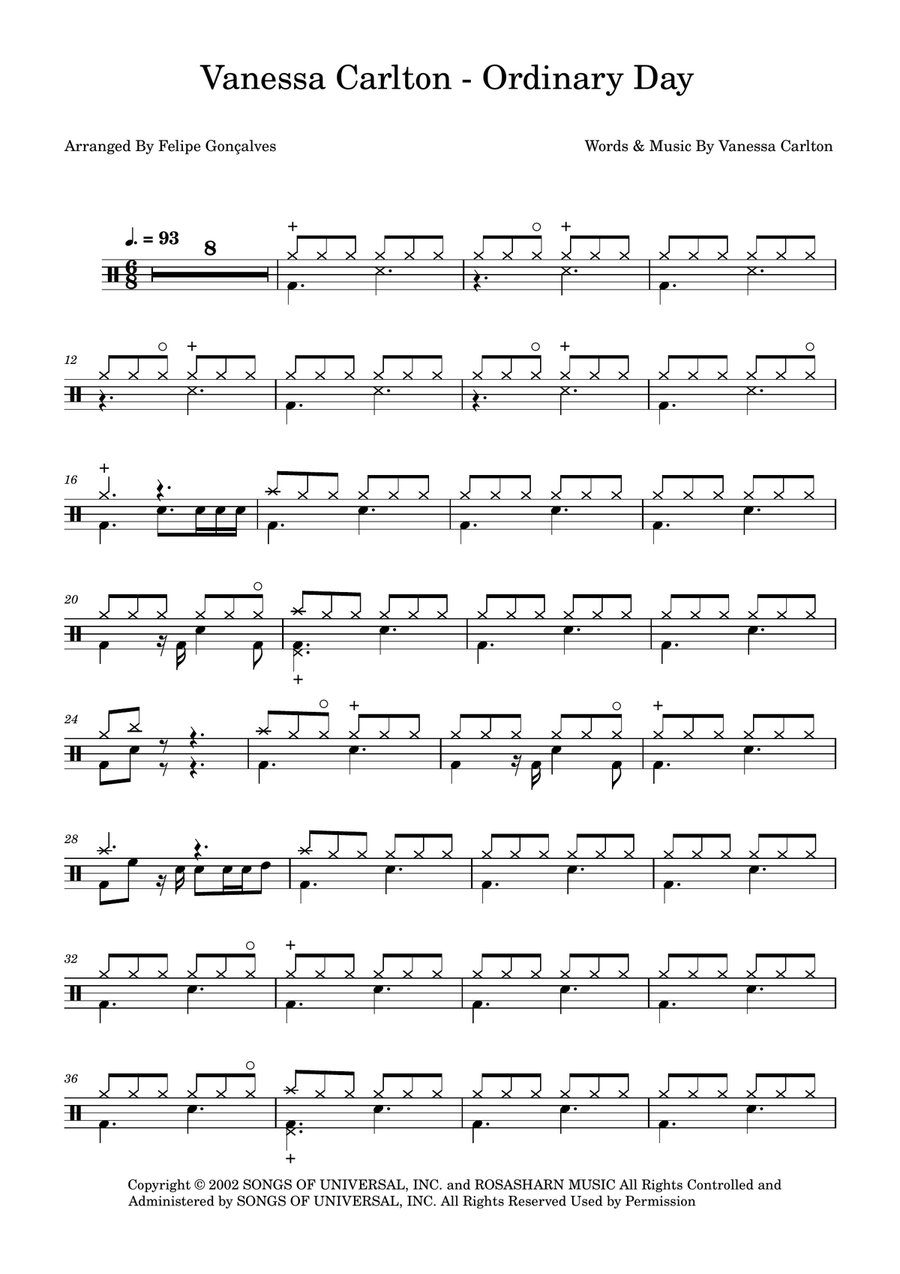 Ordinary Day Ordinary Day Drum Set scores gallery preview page 1