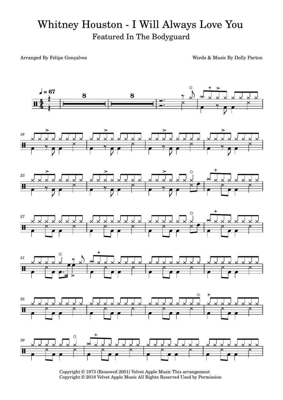 I Will Always Love You I Will Always Love You Drum Set scores gallery preview page 1