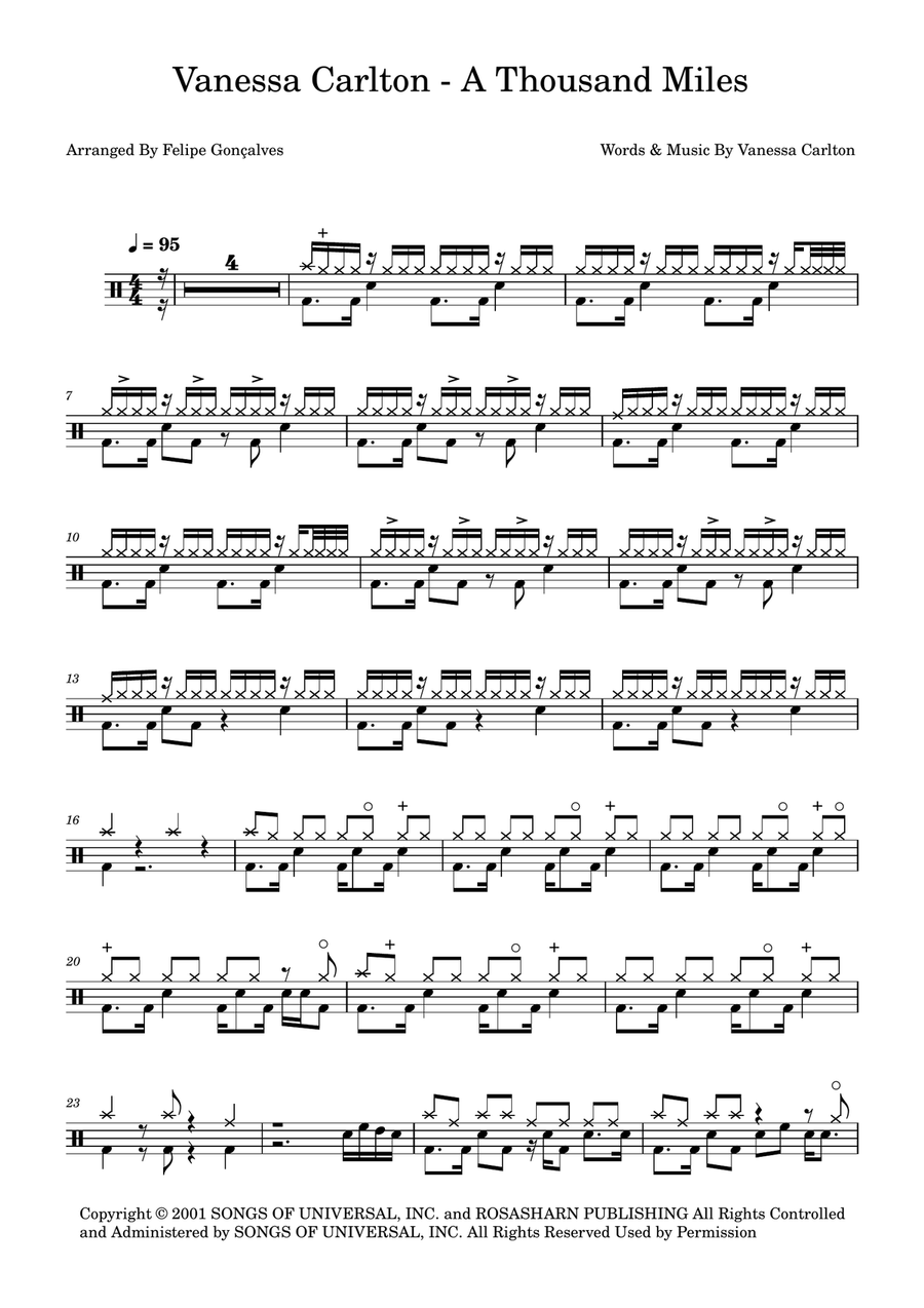 A Thousand Miles A Thousand Miles Drum Set scores gallery preview page 1
