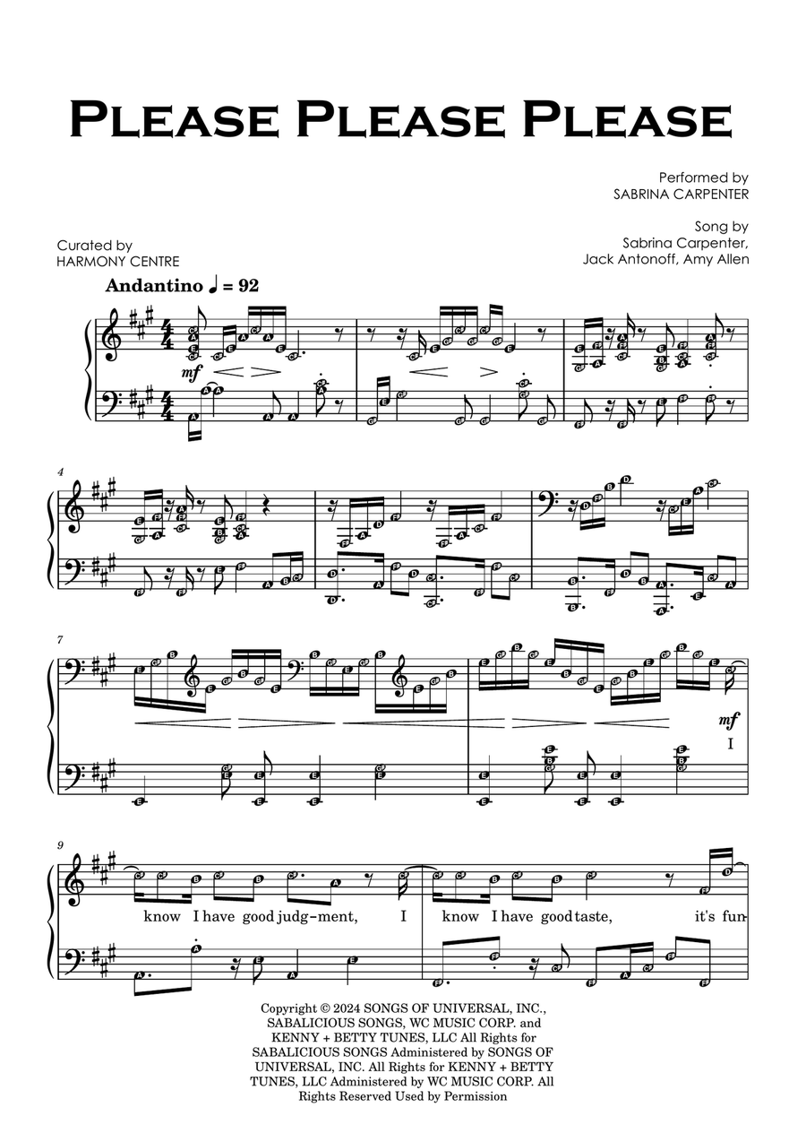 Please Please Please Please Please Please Piano Solo scores gallery preview page 1