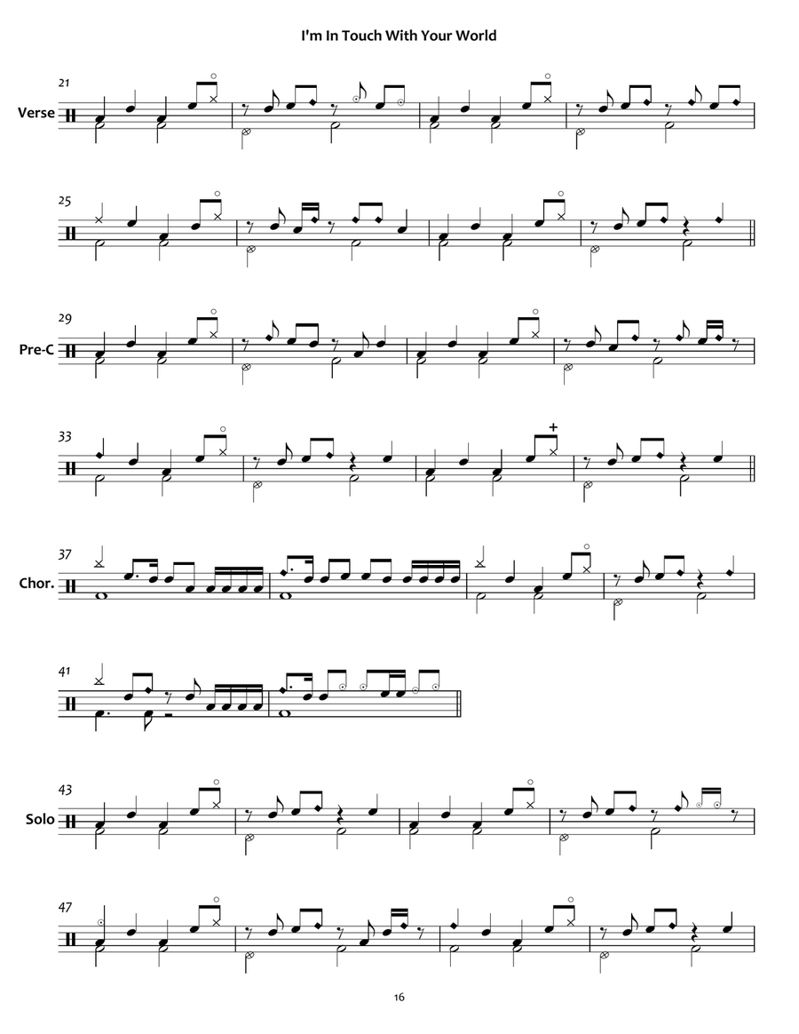 I'm In Touch With Your World Drum Set scores gallery preview page 2