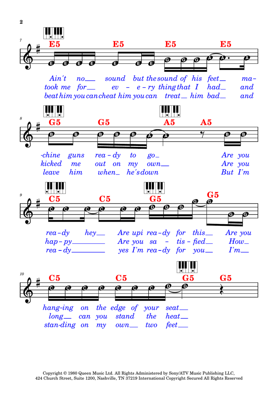 Another One Bites The Dust Piano scores gallery preview page 2