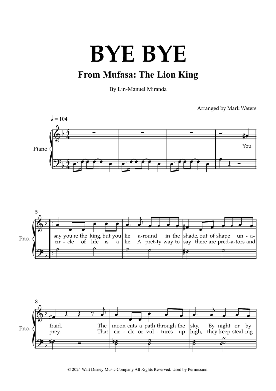 Bye Bye Bye Bye Easy Piano scores gallery preview page 1