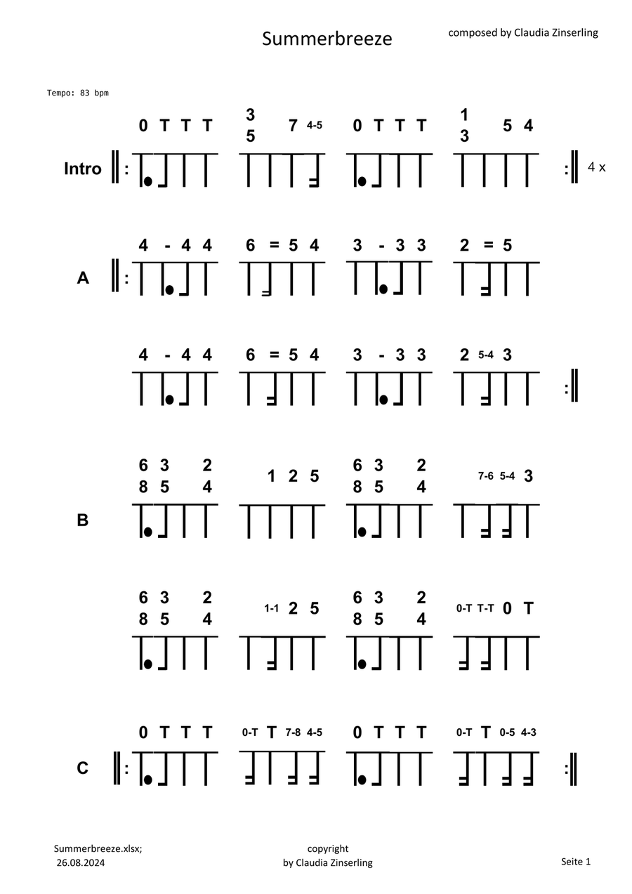 Summerbreeze Summerbreeze Piano scores gallery preview page 1