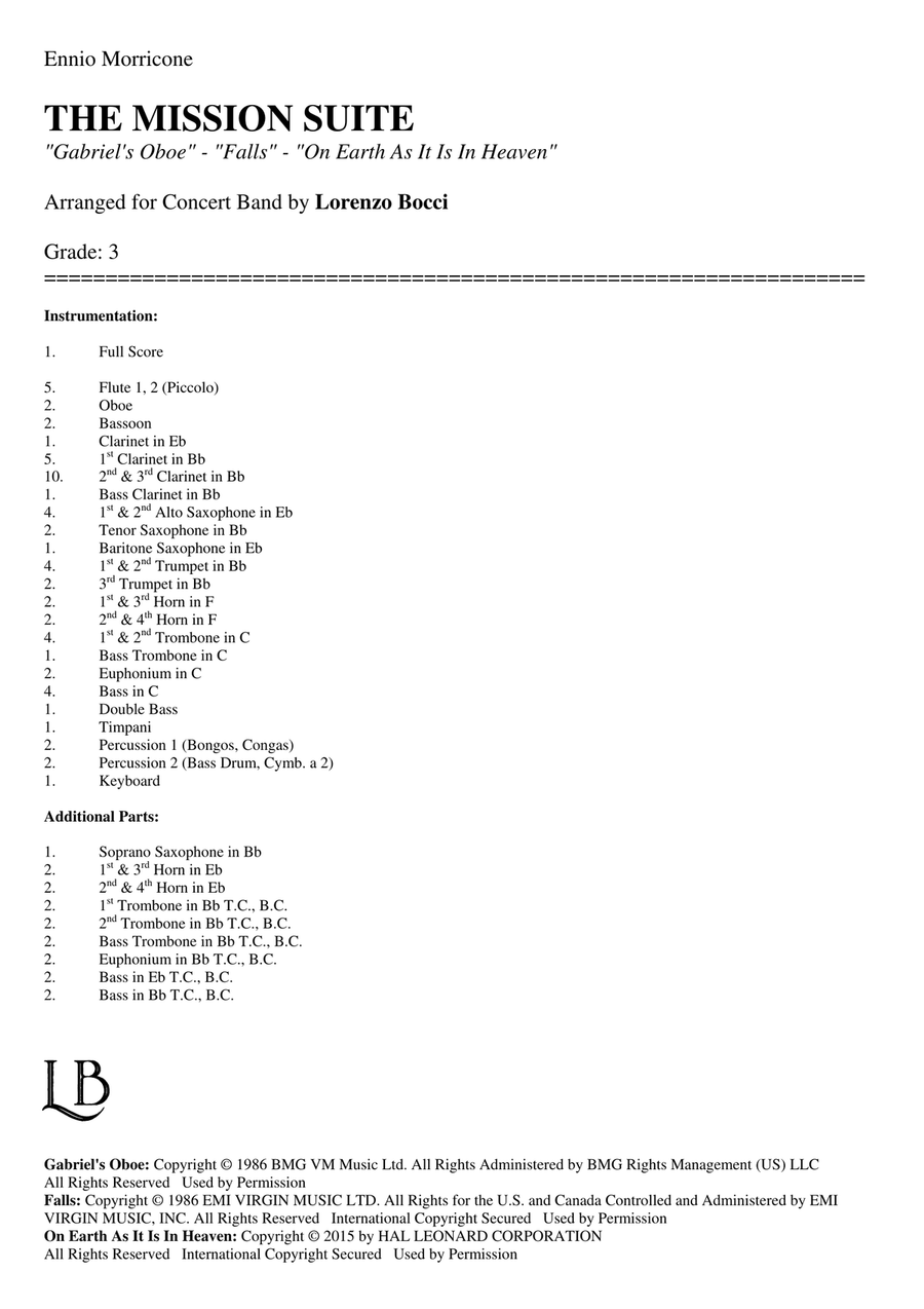 Medley: Gabriel's Oboe with Falls and On Earth As It Is In Heaven Concert Band scores gallery preview page 2