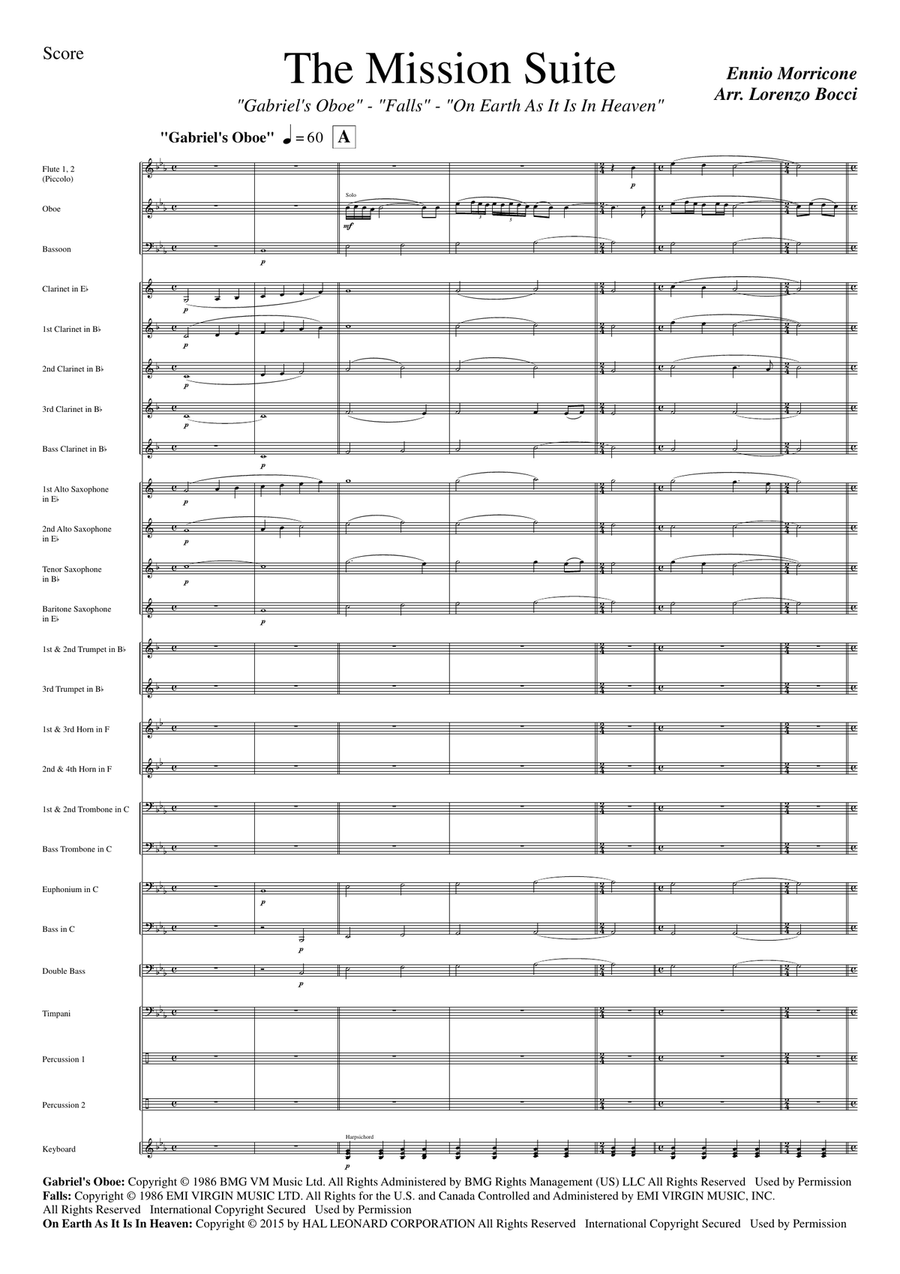 Medley: Gabriel's Oboe with Falls and On Earth As It Is In Heaven Concert Band scores gallery preview page 3
